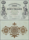 Deutschland - Altdeutsche Staaten: Die Commerz-Bank in Lübeck 10 Thaler 1865, blanko ohne Handunterschrift auf der Rückseite (Grabowski 183U, PiRi A14...