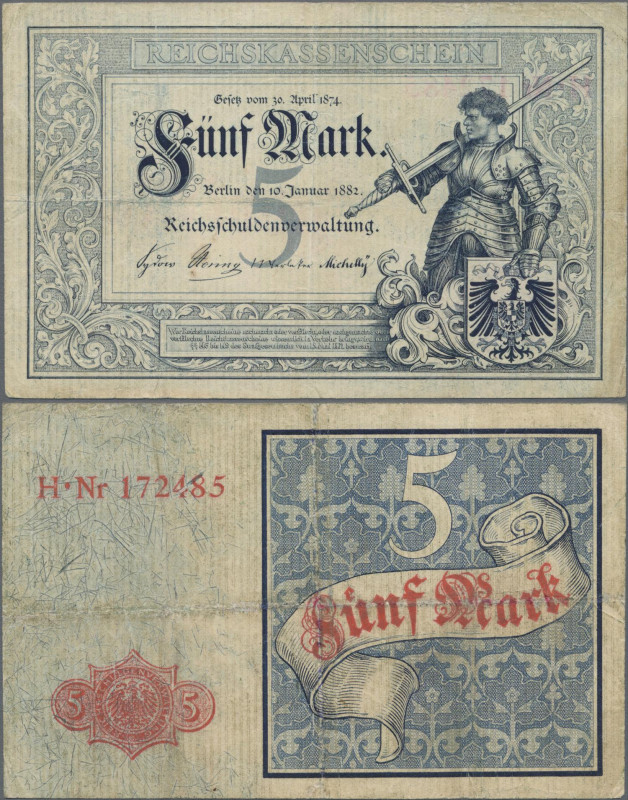 Deutschland - Deutsches Reich bis 1945: 5 Mark Reichskassenschein 1882, Ro.6, et...