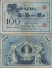Deutschland - Deutsches Reich bis 1945: 100 Mark 1896, Ro.15, saubere Gebrauchserhaltung mit festem Papier, mehrere Knicke, kleine Flecken und winzige...