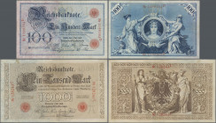 Deutschland - Deutsches Reich bis 1945: 100 Mark 1898 (Ro.17, VF/VF+) und 1000 Mark 1898 (Ro.18, VF), beide in sehr sauberer Gebrauchserhaltung. (2 St...