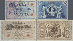 Deutschland - Deutsches Reich bis 1945: 100 Mark 1903 (Ro.20, VF+) und 1000 Mark 1903 (Ro.21, VF/VF+), beide in weit besserer Erhaltung als sonst übli...
