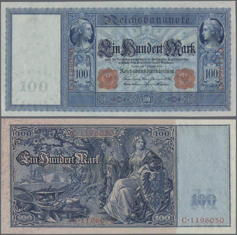 Deutschland - Deutsches Reich bis 1945: Lot mit 4 Banknoten 100 Mark 1908 – 1910...