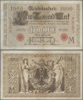 Deutschland - Deutsches Reich bis 1945: Reichsbanknote 1000 Mark vom 7. Februar 1908, Ro.36, nahezu perfekte Erhaltung mit leichtem Mittelbug, Erhaltu...