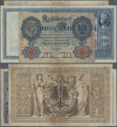 Deutschland - Deutsches Reich bis 1945: Lot mit 3 Banknoten der Serie 1909, dabei 20 Mark (Ro.37, F), 100 Mark (Ro.38, VF/VF+) und 1000 Mark (Ro.39, F...