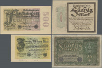Deutschland - Deutsches Reich bis 1945: Lot mit 8 zeitgenössischen Fälschungen diverser Reichsbanknoten, dabei 1000 Mark 1910 (vgl. Ro.45, F- mit Einr...