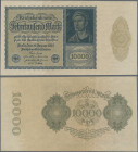 Deutschland - Deutsches Reich bis 1945: 10.000 Mark 1922, Schaurand mit Ornament rechts statt links (versetzter Schnitt aus dem Druckbogen), Ro.69Ma, ...