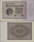 Deutschland - Deutsches Reich bis 1945: 100.000 Mark vom 1. Februar 1923 ohne Serie und KN – unfertiger Druck, Ro.82, leichter senkrechter Mittelknick...