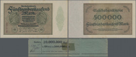 Deutschland - Deutsches Reich bis 1945: 500.000 Mark vom 01.05.1923, Ro.87f, 20 Stück fortlaufend nummeriert von 5z-177364 bis 5z-177379 und von 5z-17...