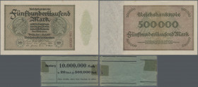 Deutschland - Deutsches Reich bis 1945: 500.000 Mark vom 01.05.1923, Ro.87g, 20 Stück teils fortlaufend nummeriert mit Original Banderole der Reichsba...