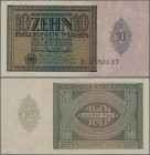 Deutschland - Deutsches Reich bis 1945: 10 Billionen Mark vom 1. Februar 1924, Ro.134, minimal bestoßene Ecke oben links, sonst einwandfrei, Erhaltung...