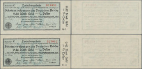 Deutschland - Deutsches Reich bis 1945: Zwischenscheine der Schatzanweisungen des Deutschen Reichs zu 0,42 Mark Gold = 1/10 Dollar 1923, Ro.139a, Erha...