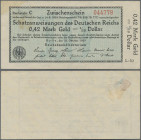 Deutschland - Deutsches Reich bis 1945: Zwischenschein der Schatzanweisungen des Deutschen Reichs zu 0,42 Mark Gold = 1/10 Dollar 1923, Ro.139a, senkr...