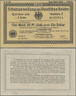 Deutschland - Deutsches Reich bis 1945: Schatzanweisung des Deutschen Reichs zu 4,20 Mark Gold = 1 Dollar 1923, KN 6-stellig, Ro.145a, leicht gebrauch...
