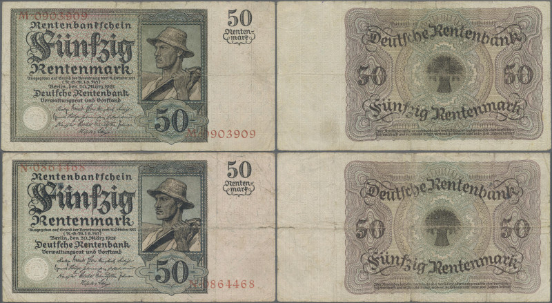 Deutschland - Deutsches Reich bis 1945: Zweimal 50 Rentenmark 1925, Ro.162, beid...