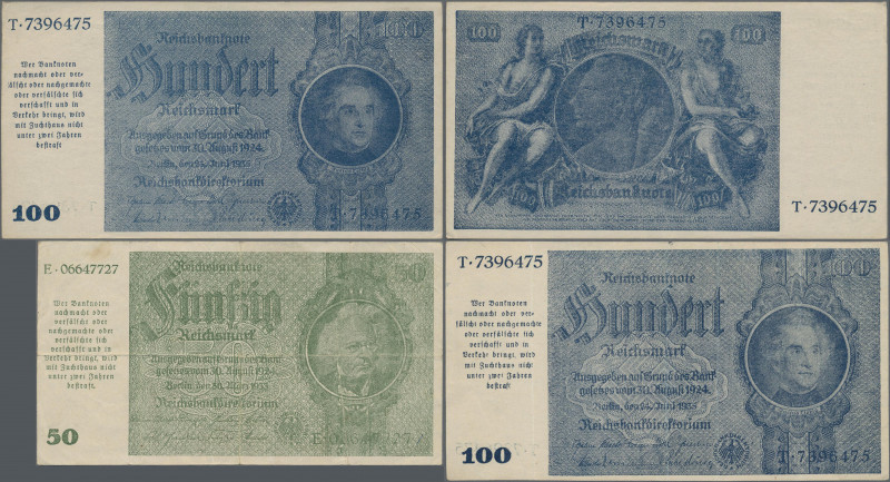 Deutschland - Deutsches Reich bis 1945: Lot mit 3 Banknoten der Reichsbankstelle...