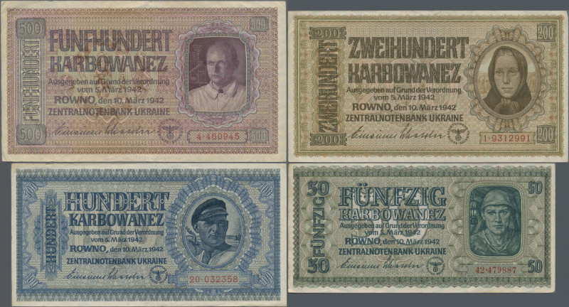 Deutschland - Nebengebiete Deutsches Reich: Zentralnotenbank Ukraine 1942, Lot m...