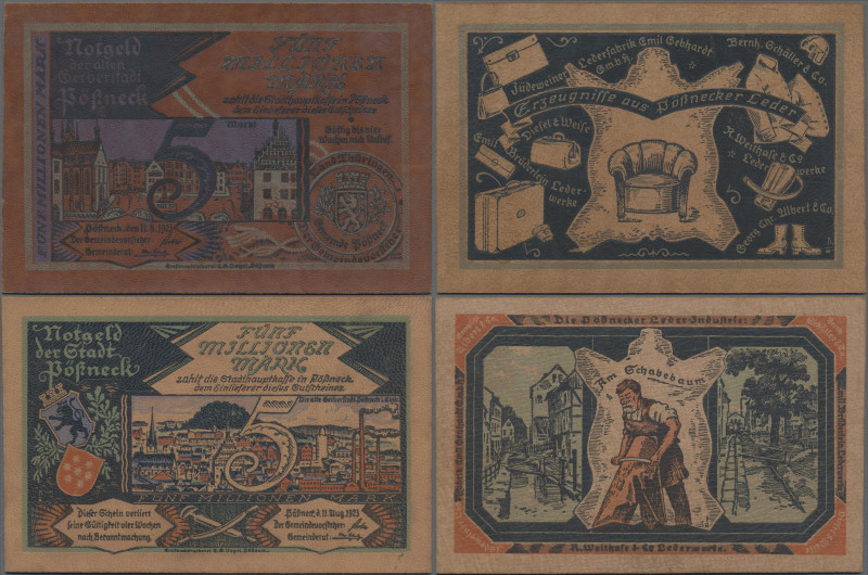 Deutschland - Notgeld besonderer Art: Pößneck, Ledergeld, 5 Mio. Mark, 11.8.1923...