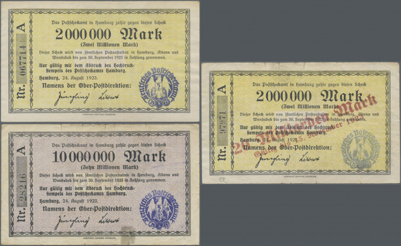 Deutschland - Reichsbahn: Hamburg, Oberpostdirektion, Lot mit 5 Schecks, mit 2 M...