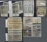 Deutschland - Deutsches Reich bis 1945: 5 Alben mit Deutschen Banknoten (ca. 700 Banknoten, überwiegend Infla), 2 Alben mit Notgeld Österreich (fast 2...