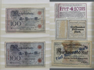 Deutschland - Deutsches Reich bis 1945: Album mit 47 Stück, dabei 30 Banknoten und 17 Notgeldscheine der Pfalz.
 [taxed under margin system]