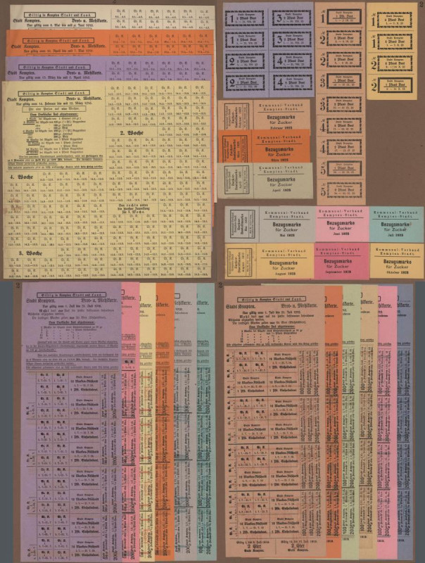 Deutschland - Notgeld - Bayern: Original Sammelalbum mit 1245 Lebensmittelkarten...