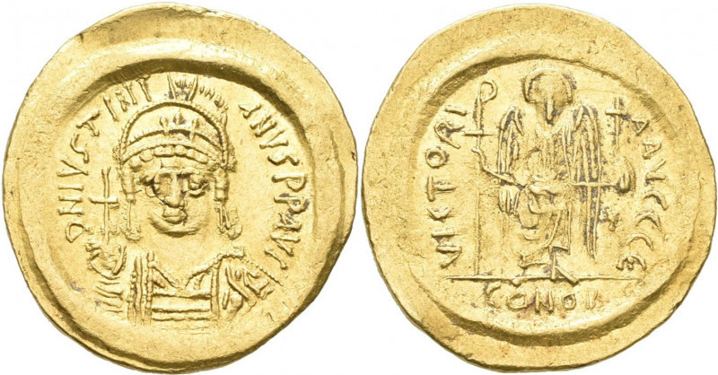 Iustinianus I. (527 - 565): Solidus, Konstantinopel / Constantinople. Panzerbüst...