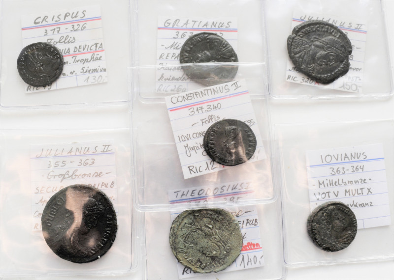 Antike: Lot 7 Bronzemünzen Münzen der Römischen Kaiserzeit, 4. Jahrhundert, sehr...