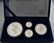 Australien: Elizabeth II. 1952-,: Kilo Collection The Australian Kookaburra 1998 Proof Issue der Perth Mint: 4 Münzen, dabei 1kg, 30 Dollars, 10 OZ, 1...