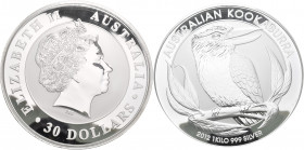 Australien: Elizabeth II. 1952-,: 30 Dollars 2012 P, Silber Kookaburra, 1 Kilo 999/1000 Silber, KM# 1693. In original Kapsel, stempelglanz.
 [differe...