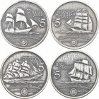 Cook Inseln: 5 x 5 Dollars 1999 aus der Serie Ships that made Australia. Dabei die Schiffe SS Sophie Jane (KM# 444), Barque Scottish Bard (KM# 445), C...