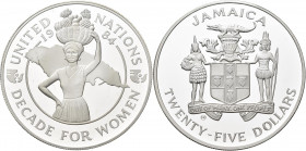 Jamaika: 25 Dollars 1984, UNO Jahrzehnt der Frau / UN Decade for Woman. KM# 126. 925/1000 Silber. Dieses Motiv gibt es eigentlich als Nominal 10 Dolla...
