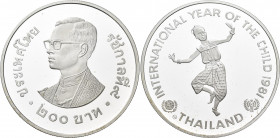Thailand: 200 Baht 1981, Jahr des Kindes / Year of the child. KM# Y152, 925/1000 Silber. In Kapsel, polierte Platte.
 [differenzbesteuert]