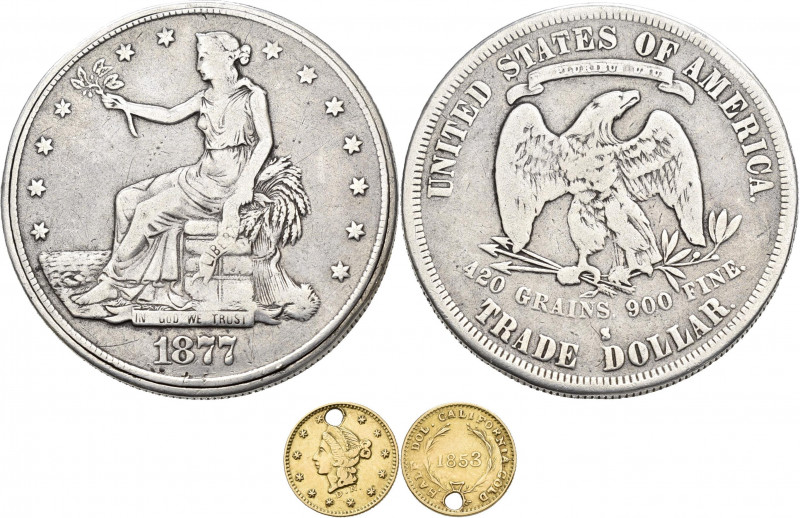 Vereinigte Staaten von Amerika: ½ Dollar California Gold 1853, gelocht. Eingeleg...