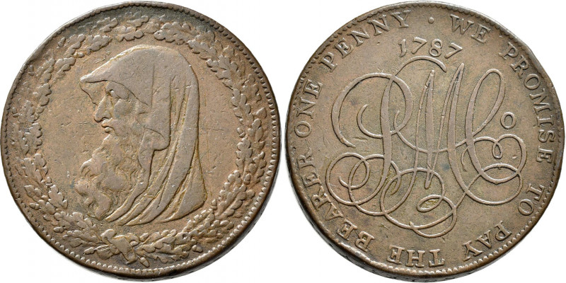 Großbritannien: Georg III. 1760-1820: Wales, Kupferpenny / Token 1787 (Conder to...