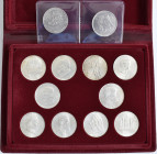 Österreich: 2 Schilling Serie 1928-1937. 1 x Komplett im Gesamtetui sowie 2 extra Münzen (Dubletten) dazu. Insg. 12 Stück. Alle vorzüglich.
 [differe...