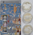 Rumänien: 3 x 10 Lei 2008, Monuments of Christian Medieval Art: Kloster Cozia, Voronet und Sambata de Sus. KM# 247, 248 und 248. Jede Münze wiegt 31,0...