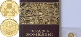 Rumänien: 10 Lei 2010, Serie History of Gold, The Hoard of Someseni. KM# ??. 1,224 g (1/25 OZ), 999/1000 Gold. Auflage nur 500 Stück mit Zertifikat Nr...