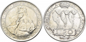 San Marino: 20 Lire 1937 R. KM# 11a, Pagani 347, Montenegro 26. 20,17g. Vorzüglich.
 [differenzbesteuert]