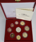 Monaco: Rainier II. 1949-2005: Kursmünzensatz 2004 mit 9 Münzen: 1 Cent bis 2 Euro incl. der 5 €-Gedenkmünze Sainte Devote, im Etui mit Umkarton und Z...