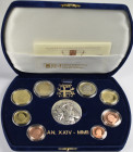 Vatikan: Johannes Paul II. 1978-2005: Kursmünzensatz 2002 pp, 1 Cent bis 2 Euro, mit Silbermedaille, im Samtetui, mit Zertifikat, ohne Umverpackung (P...