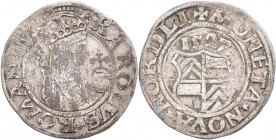 Altdeutschland und RDR bis 1800: Nördlingen: ½ Batzen 1527. Brustbild mit Krone, Umschrift KAROLVS ROMAN... / Wappenschild MONETA NOVA NORDLI. Prägesc...
