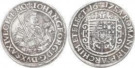 Altdeutschland und RDR bis 1800: Sachsen, Johann Georg I. (1611-) 1615-1656: 1/4 Taler 1617 Schwan - Dresden. Hüftbild mit langer Feldbinde nach recht...