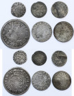 Haus Habsburg: Lot 6 Kleinmünzen, nicht näher bestimmt, dabei: Denar 1576, Gröschl (3 Pf.) 1624, Kreuzer 1627, 10 Kreuzer 1628, 3 Kreuzer 1632 und 3 K...