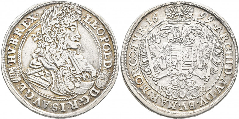 Haus Habsburg: Leopold I. 1657-1705: ½ Taler 1699 KB -Kremnitz-. Brustbild nach ...