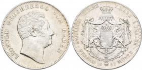 Baden: Karl Leopold Friedrich 1830-1852: Vereinsdoppeltaler 1852 (2 Thaler zu 3½ Gulden), AKS 89, Jaeger 64. Variante mit achtstrahligem Stern in Rand...