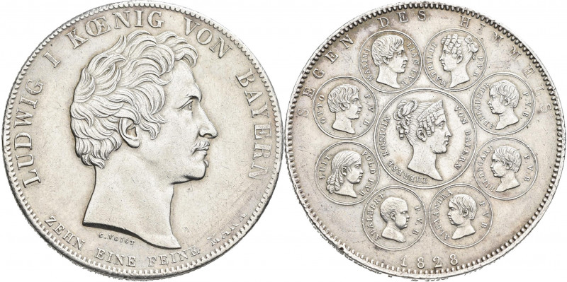 Bayern: Ludwig I. 1825-1848: Taler 1828 (Geschichtstaler), Segen des Himmels, AK...