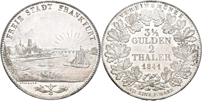 Frankfurt am Main: Freie Stadt: Doppeltaler 1841 (Vereinsmünze, 3½ Gulden, 2 Tha...