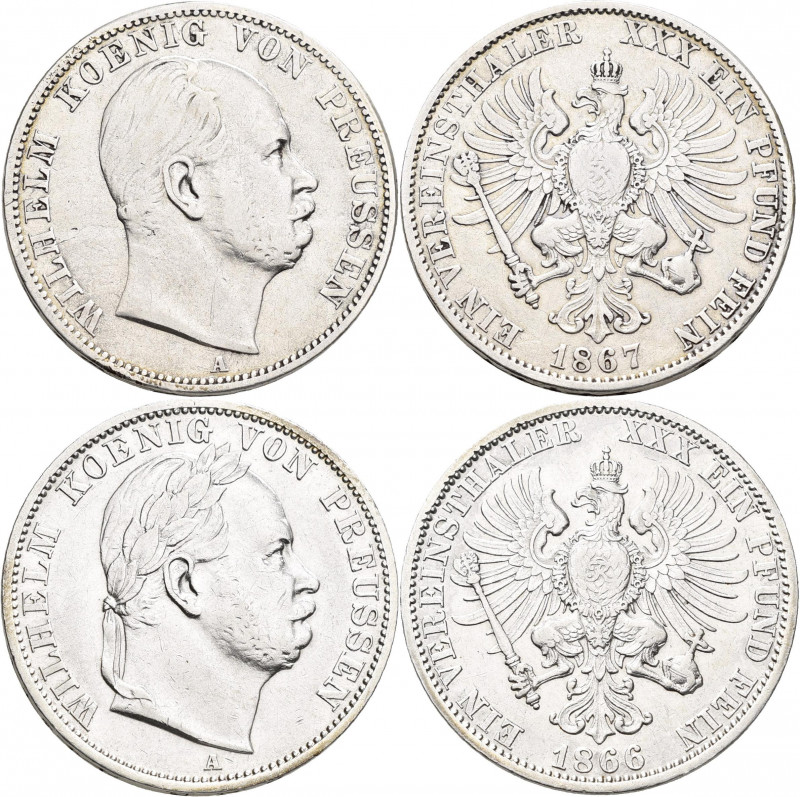 Preußen: Wilhelm I. 1861-1888: Lot 2 Stück, Taler 1866 (Vereinstaler) auf den Si...