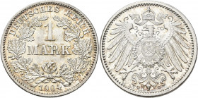 Umlaufmünzen 1 Pf. - 1 Mark: 1 Mark 1904 G, Jaeger 17, Erstabschlag, feiner Patinaansatz, Stempelglanz.
 [differenzbesteuert]