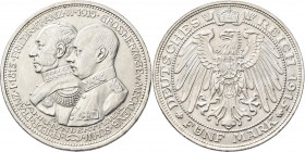 Mecklenburg-Schwerin: Friedrich Franz IV. 1901-1918: 5 Mark 1915 A, Jahrhundertfeier, Jaeger 89, kleine Kratzer, vorzüglich - Stempelglanz.
 [differe...